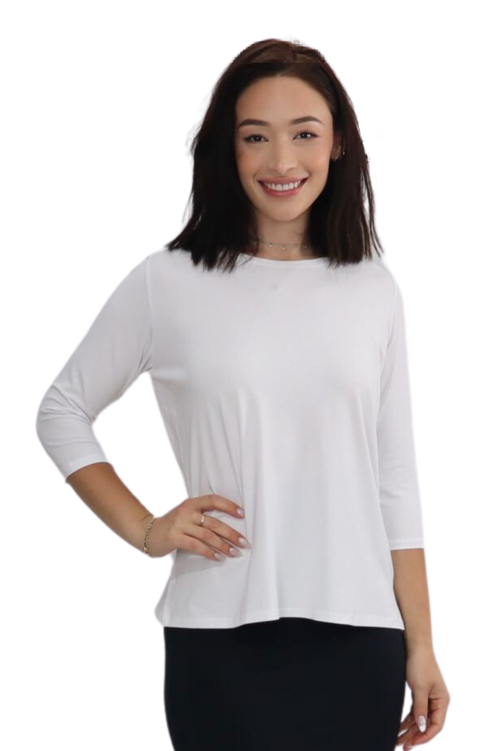 Modest Relaxed Fit 3/4 Sleeve T-Shirt with Side Slits by Kosher Casual USA