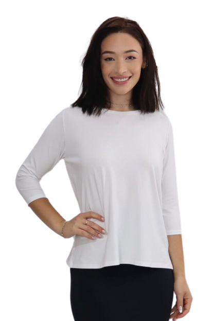 Modest Relaxed Fit 3/4 Sleeve T-Shirt with Side Slits by Kosher Casual USA