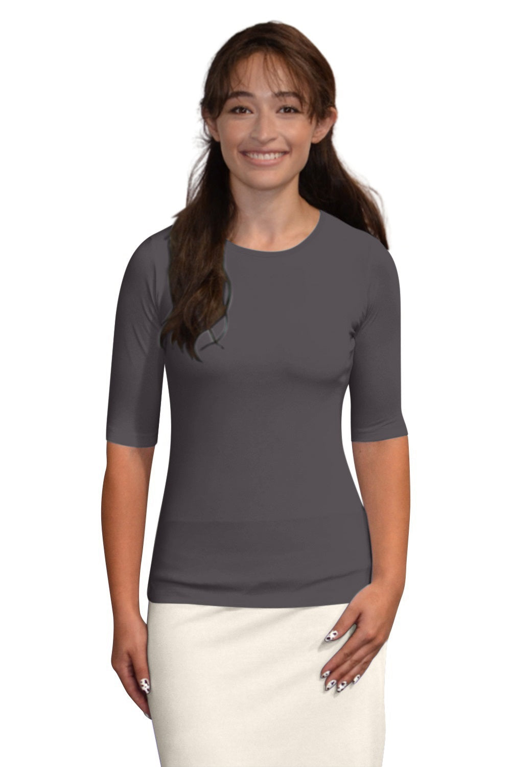 Fitted Layering Shell - Modest Round Neck with Elbow Sleeves by Kosher Casual USA