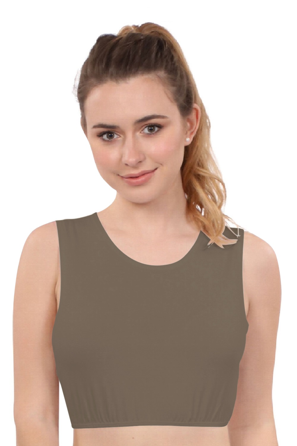 Cropped Layering Tank with Full Shoulder Coverage and Jewel Neckline by Kosher Casual USA