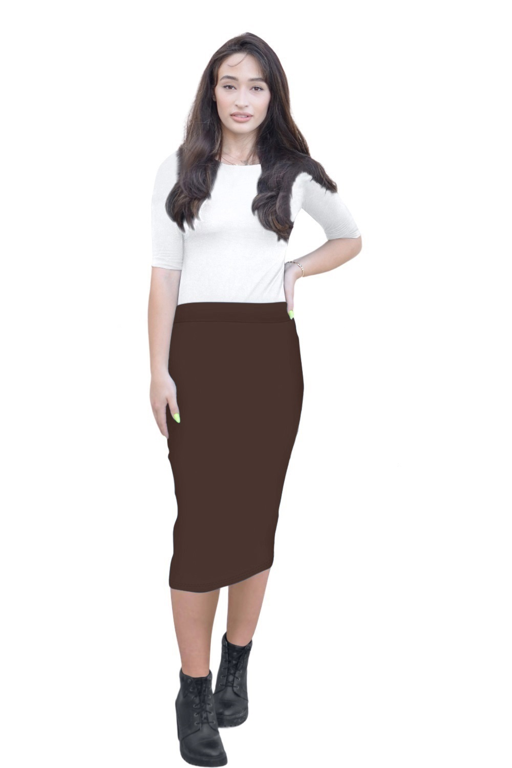 Mid-Calf Pencil Skirt in Cotton Spandex – No Slits by Kosher Casual USA