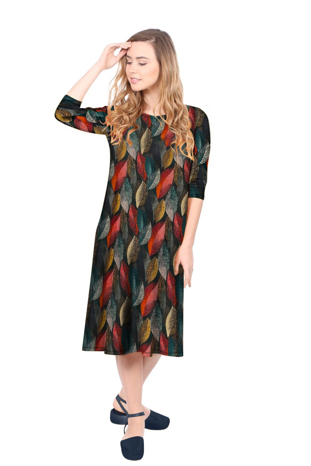 Past The Knee T-Shirt Dress - Comfortable A-Line Silhouette by Kosher Casual USA