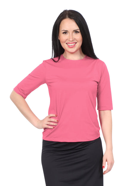 Modest Elbow Sleeve Swim &amp; Running/Exercise Shirt - UV 50 Protection by Kosher Casual USA
