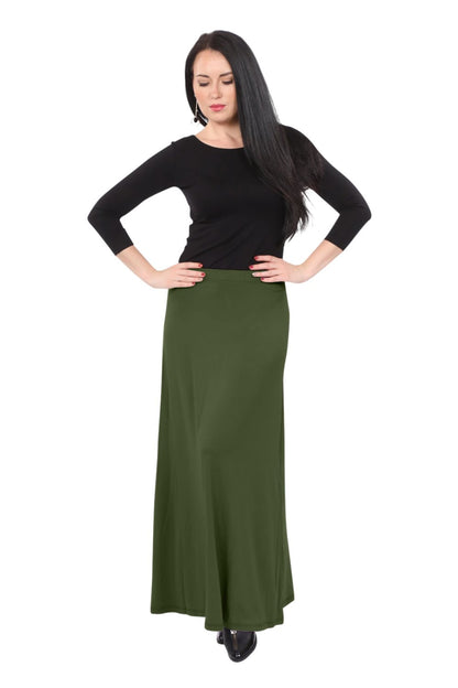 Flowing A-Line Maxi Skirt - Stretch Comfort Waistband by Kosher Casual USA
