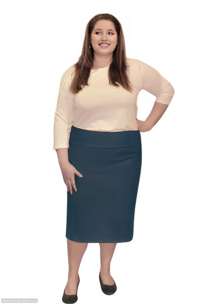 Plus Size Modest Stretch Knee Length Pencil Skirt in Cotton Spandex by Kosher Casual USA