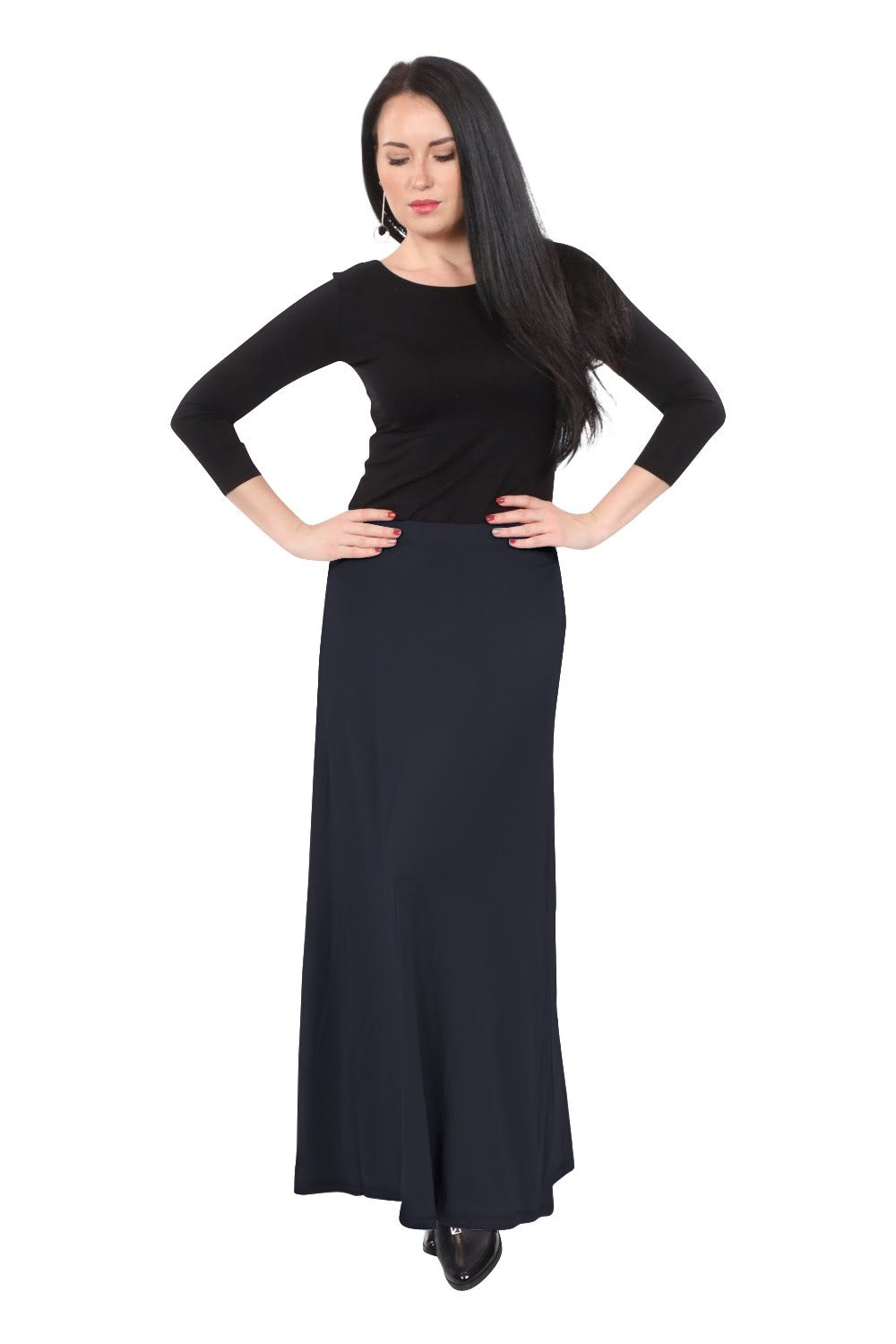 Flowing A-Line Maxi Skirt - Stretch Comfort Waistband by Kosher Casual USA