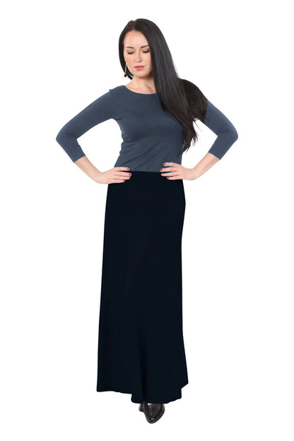 Flowing A-Line Maxi Skirt - Stretch Comfort Waistband by Kosher Casual USA