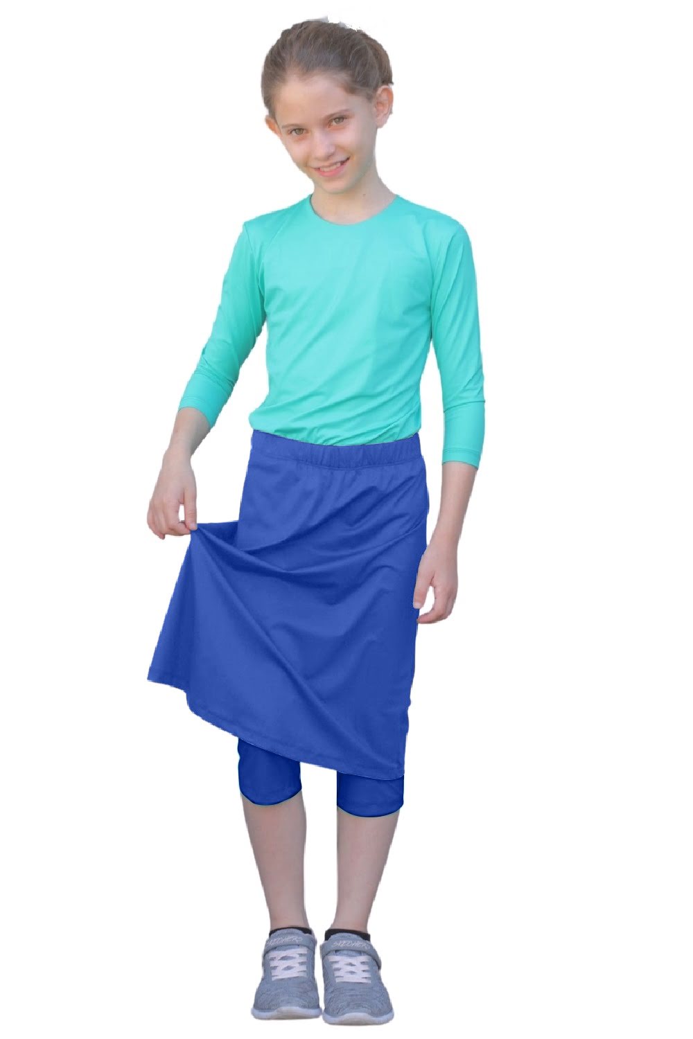 Girls Swim and Sports Skirt with Attached Leggings - UPF 50 Protection by Kosher Casual USA