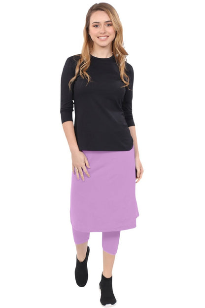 Modest Swim and Sports Midi Skirt with Attached Leggings - UPF 50 Protection by Kosher Casual USA