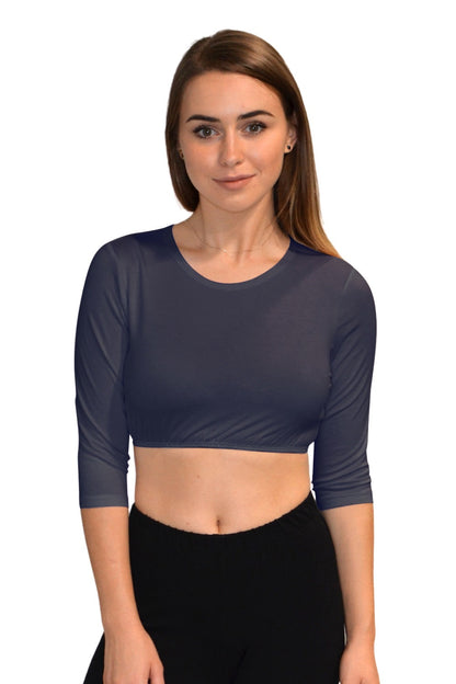 3/4 Sleeve Cropped Layering Shell in Viscose Spandex - Women&