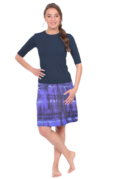 Knee-Length Swim/Sport Skirt with Attached Shorts, Pocket and UPF 50+ Protection by Kosher Casual USA