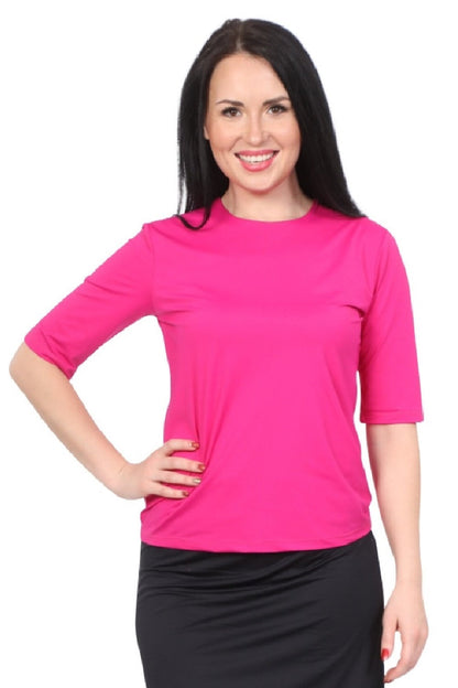 Modest Elbow Sleeve Swim &amp; Running/Exercise Shirt - UV 50 Protection by Kosher Casual USA