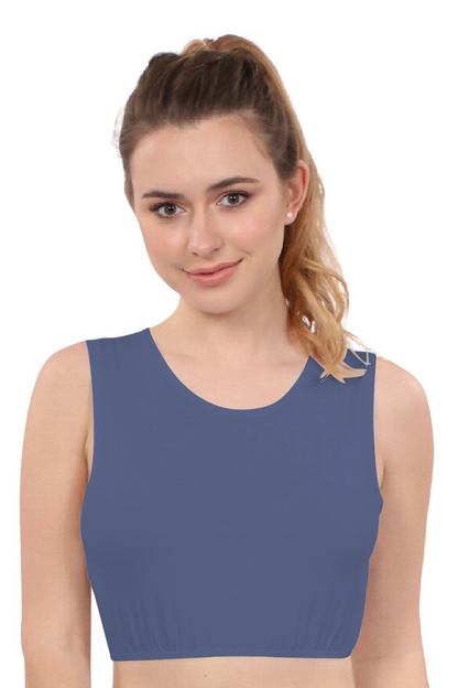Cropped Layering Tank with Full Shoulder Coverage and Jewel Neckline by Kosher Casual USA
