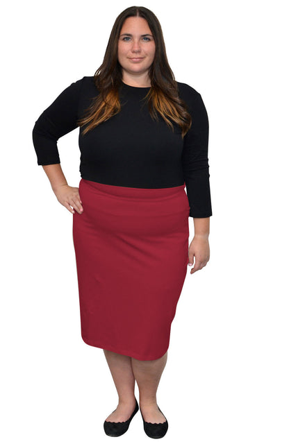 Classic Cotton Lycra Pencil Skirt - Below Knee Length by Kosher Casual USA