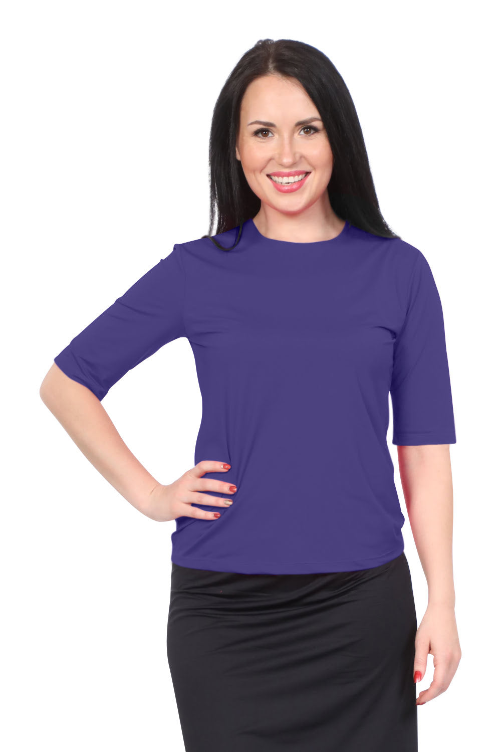 Modest Elbow Sleeve Swim &amp; Running/Exercise Shirt - UV 50 Protection by Kosher Casual USA