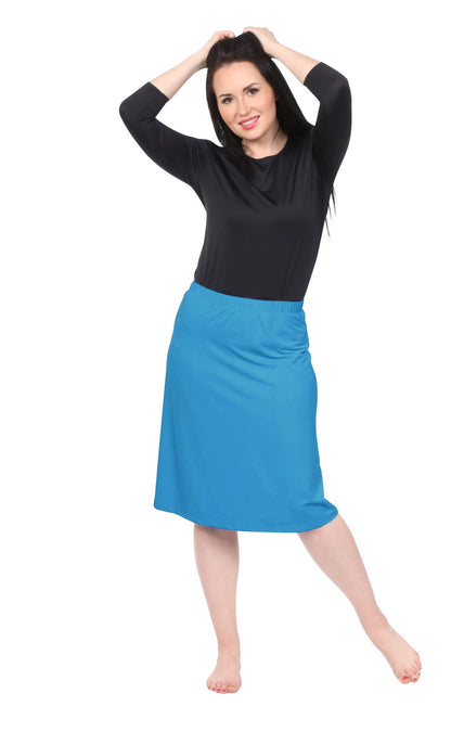 Modest Knee Length Swim, and Sports Skirt with UPF 50+ UV protection by Kosher Casual USA