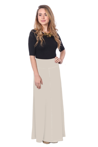 Sleek A-Line Maxi Skirt with Adjustable Fold-Over Waist by Kosher Casual USA