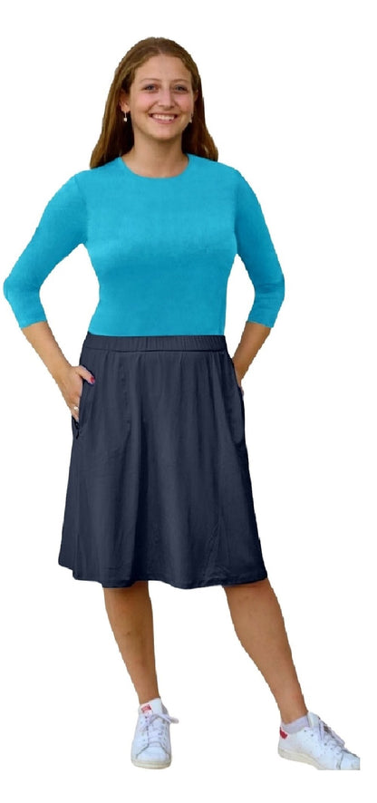 Modest A-Line Athletic Skort with Knee-Length Shorts - Swim &amp; Sport Ready by Kosher Casual USA