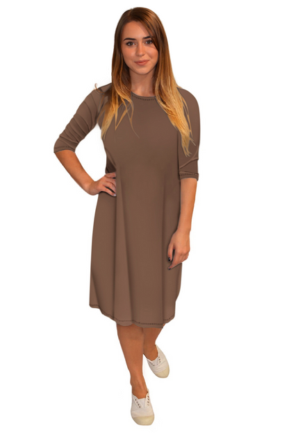 Classic Knee Length A-Line T-Shirt Dress by Kosher Casual USA