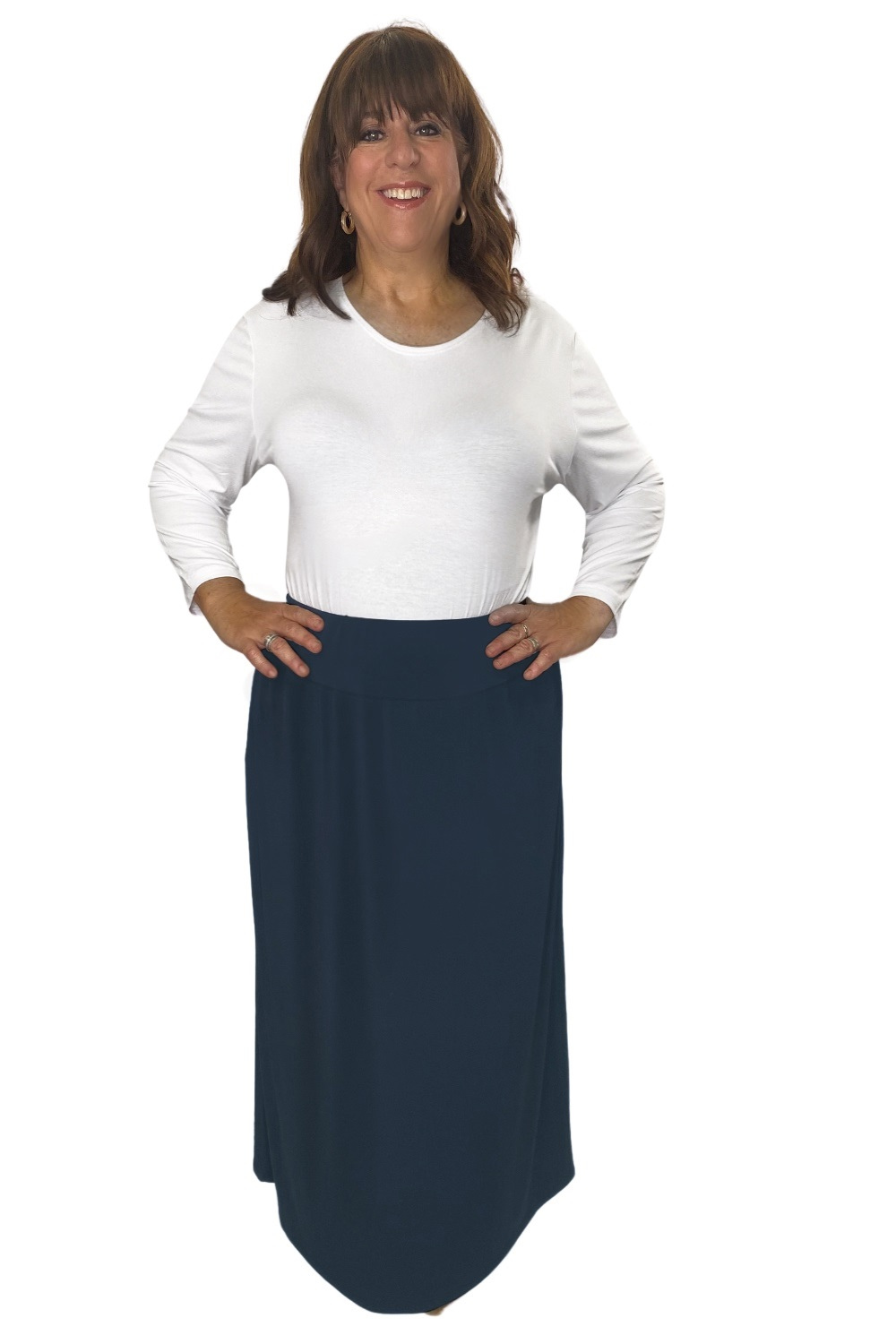 Plus Size Silky Maxi Length Stretch Pencil Skirt by Kosher Casual USA