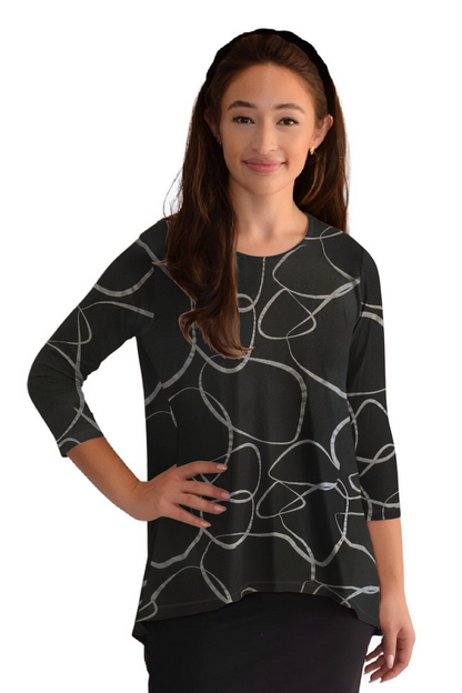 Hi-Lo Flowing 3/4 Sleeve Modest Tunic Top by Kosher Casual USA