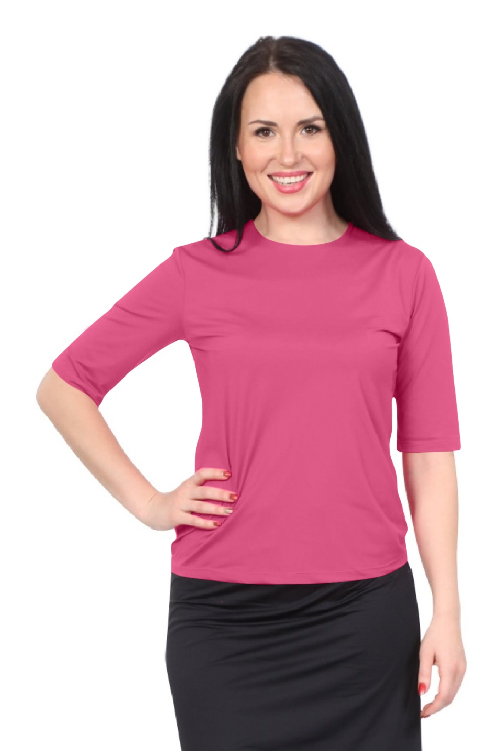 Modest Elbow Sleeve Swim &amp; Running/Exercise Shirt - UV 50 Protection by Kosher Casual USA