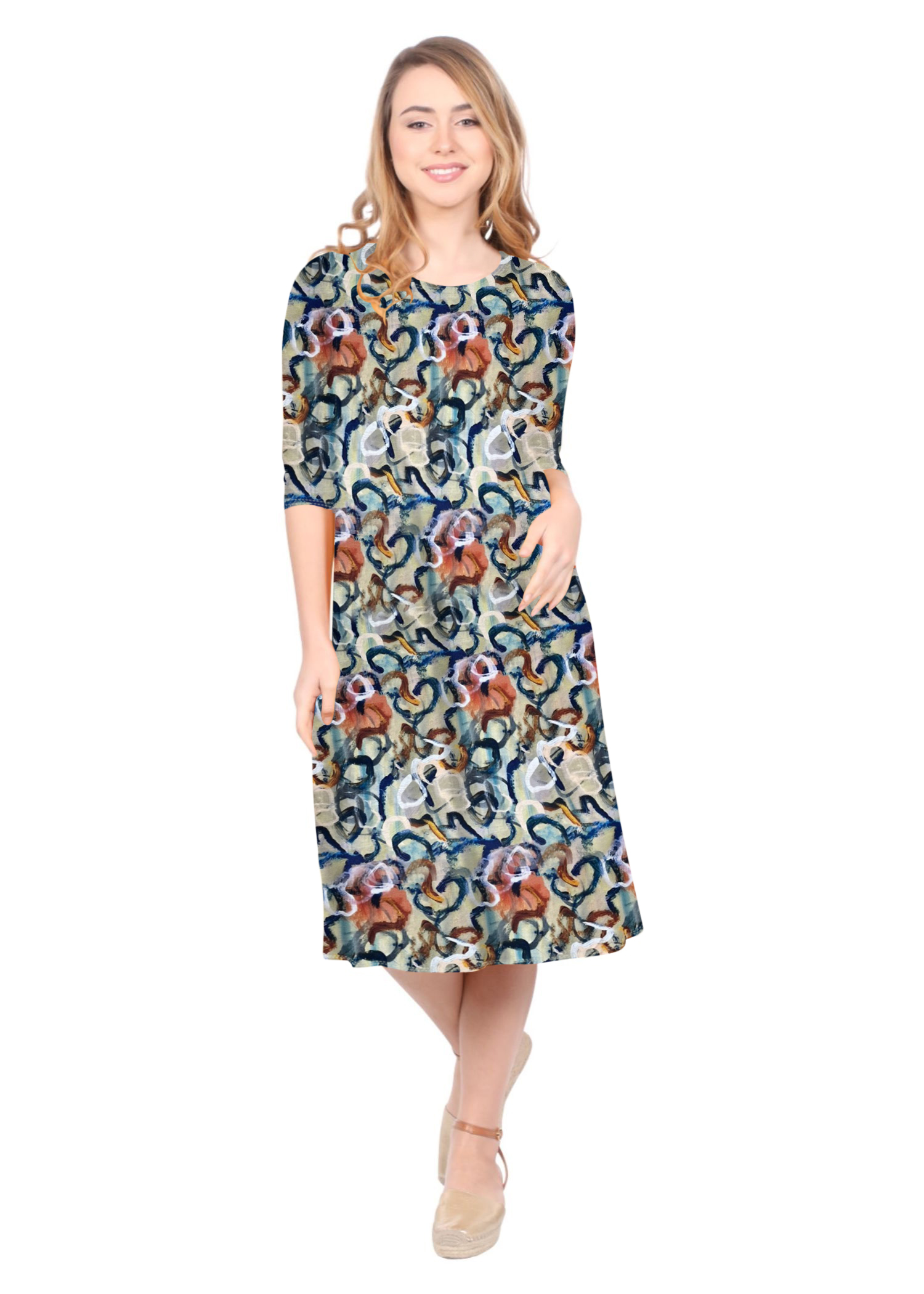 Past The Knee T-Shirt Dress - Comfortable A-Line Silhouette by Kosher Casual USA