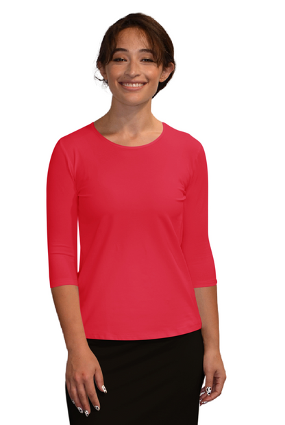 Essential 3/4 Sleeve Modest Crew Neckline Shell - Versatile Layering Top by Kosher Casual USA