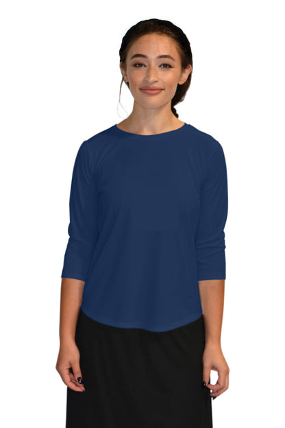 Modest Athletic Moisture-Wicking Performance Top with 3/4 Sleeves by Kosher Casual USA