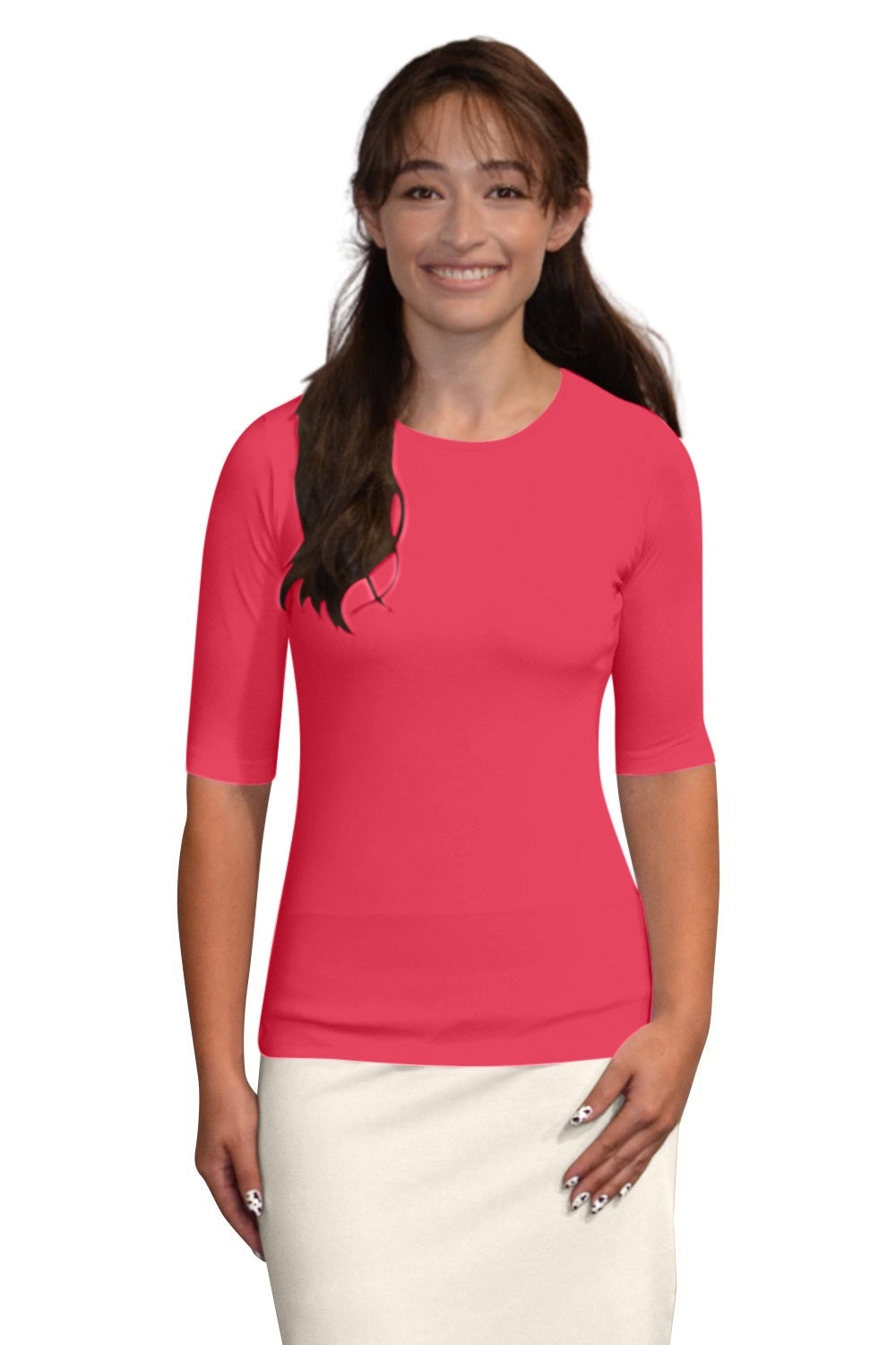 Fitted Layering Shell - Modest Round Neck with Elbow Sleeves by Kosher Casual USA