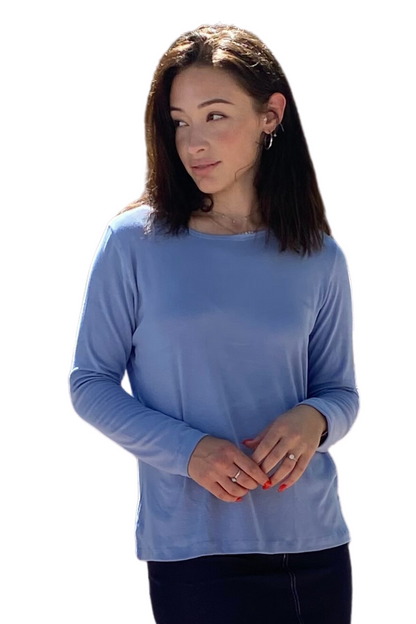 Long Sleeve Fine Ribbed Top with Modest Side Vents by Kosher Casual USA