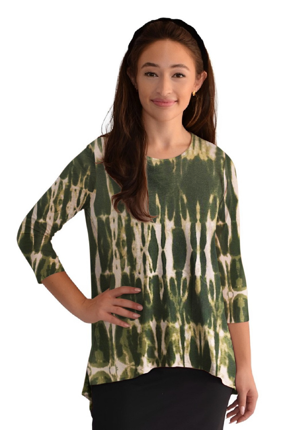 Hi-Lo Flowing 3/4 Sleeve Modest Tunic Top by Kosher Casual USA