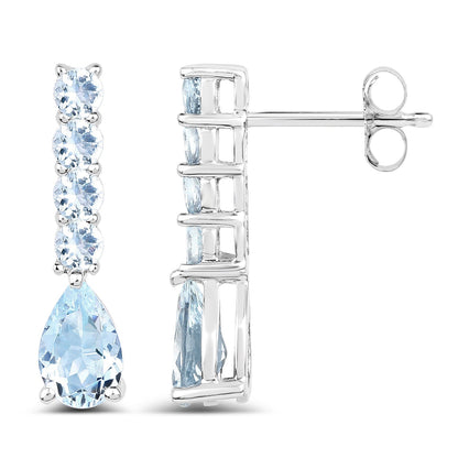 2.40 Carat Genuine Aquamarine .925 Sterling Silver Earrings  DestGlow