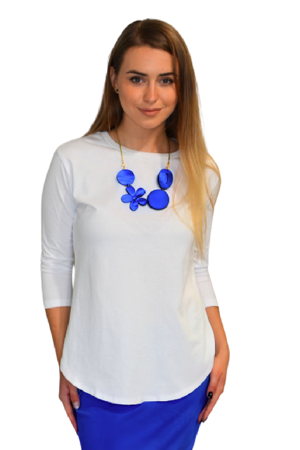 Modest Cotton Tunic with Three-Quarter Sleeves and Extended Back Coverage by Kosher Casual USA