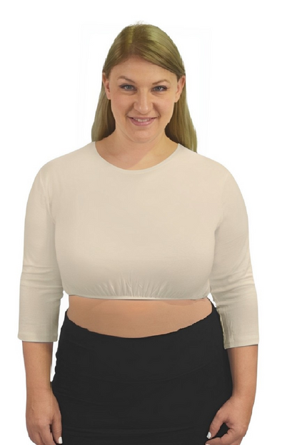 3/4 Sleeve Cropped Layering Shell in Viscose Spandex - Women&
