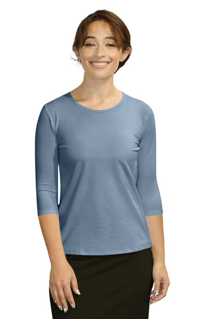 Essential 3/4 Sleeve Modest Crew Neckline Shell - Versatile Layering Top by Kosher Casual USA