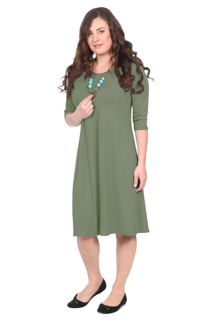 Classic Knee Length A-Line T-Shirt Dress by Kosher Casual USA
