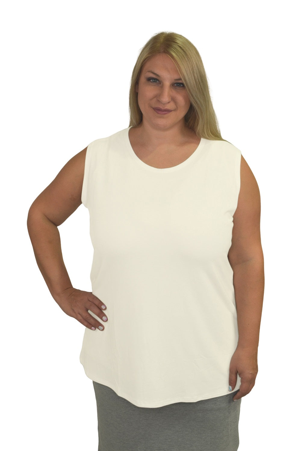 Plus Size Premium Sleeveless Layering Tank Top with Full Shoulder Coverage by Kosher Casual USA