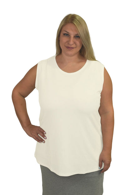 Plus Size Premium Sleeveless Layering Tank Top with Full Shoulder Coverage by Kosher Casual USA