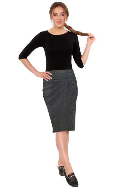 Modest Stretch Knee Length Pencil Skirt in Cotton Spandex by Kosher Casual USA
