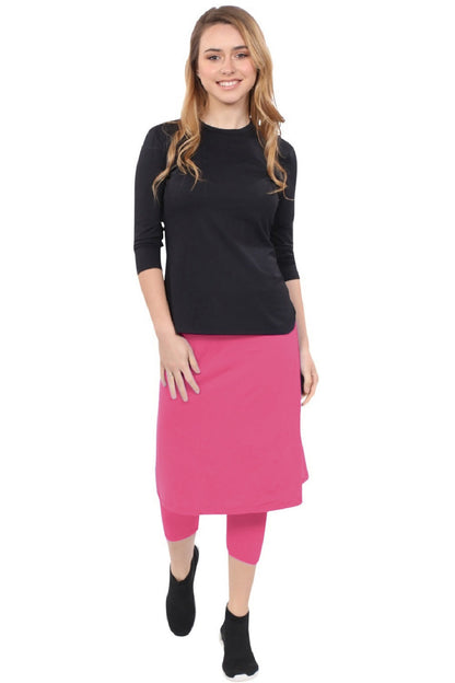 Modest Swim and Sports Midi Skirt with Attached Leggings - UPF 50 Protection by Kosher Casual USA