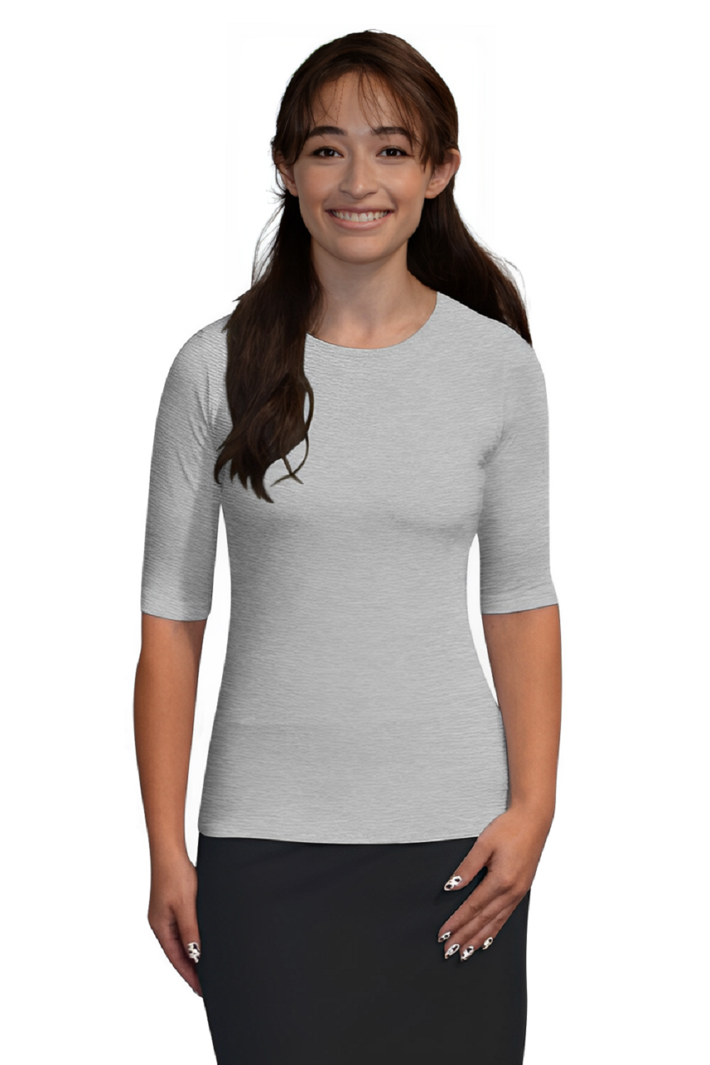 Fitted Layering Shell - Modest Round Neck with Elbow Sleeves by Kosher Casual USA