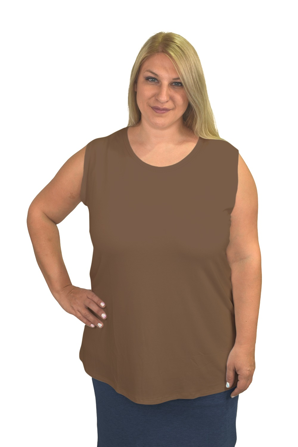 Plus Size Premium Sleeveless Layering Tank Top with Full Shoulder Coverage by Kosher Casual USA