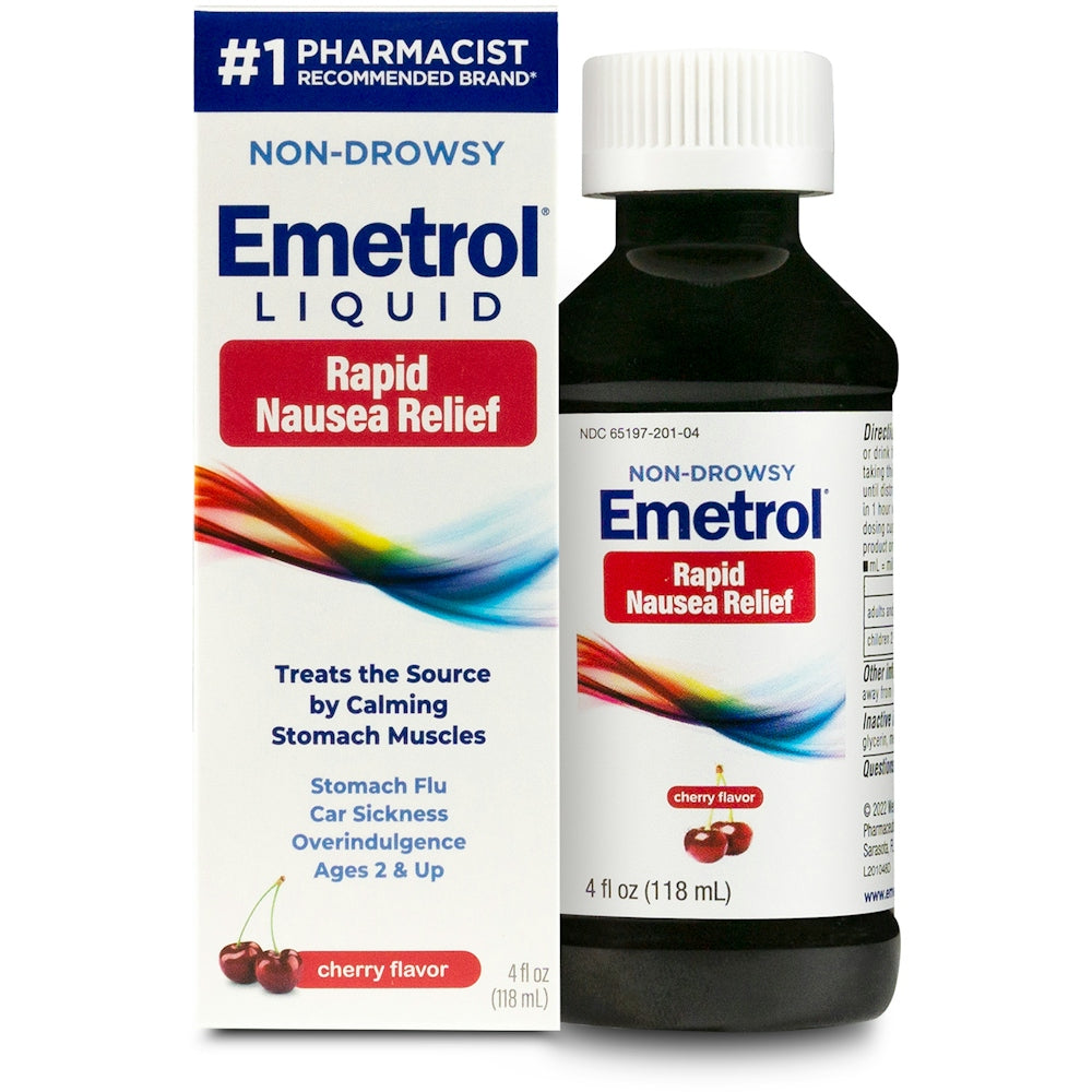 Emetrol Non Drowsy Liquid Cherry Flavor Rapid Nausea Relief 4 Fl Oz 