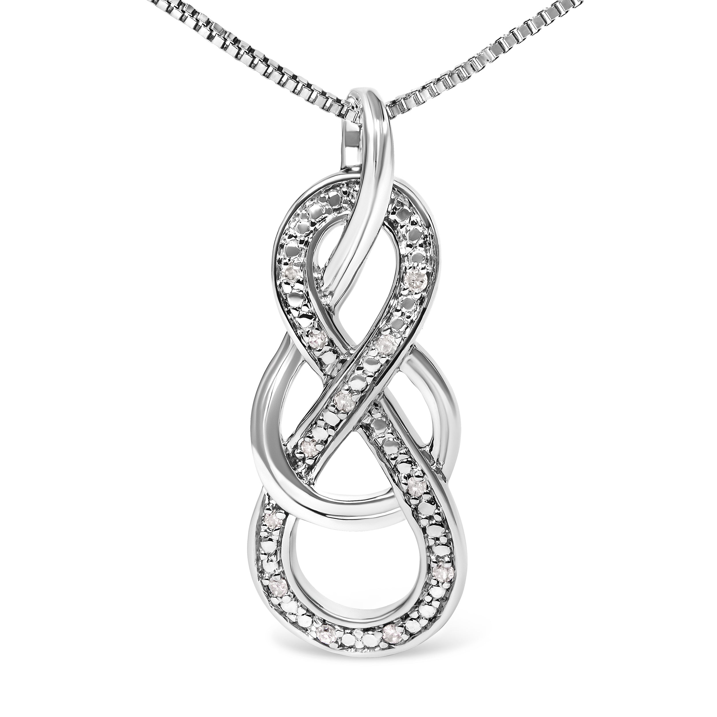 925 Sterling Silver Diamond Accent Interlocking Infinity Pendant Necklace (H-I Color, I2-I3 Clarity) - 18" Inches by Bids.com