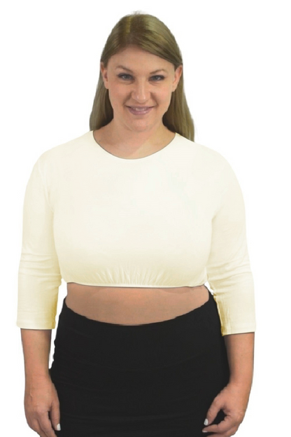 3/4 Sleeve Cropped Layering Shell in Viscose Spandex - Women&