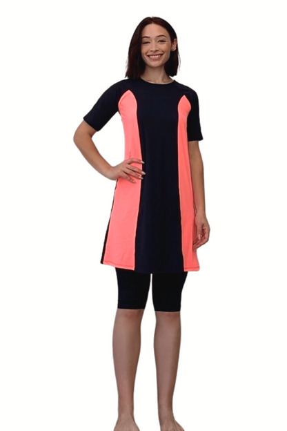 Modest Two-Piece Swim Dress Set - Elbow Sleeves with Knee-Length Leggings | UPF Protection by Kosher Casual USA