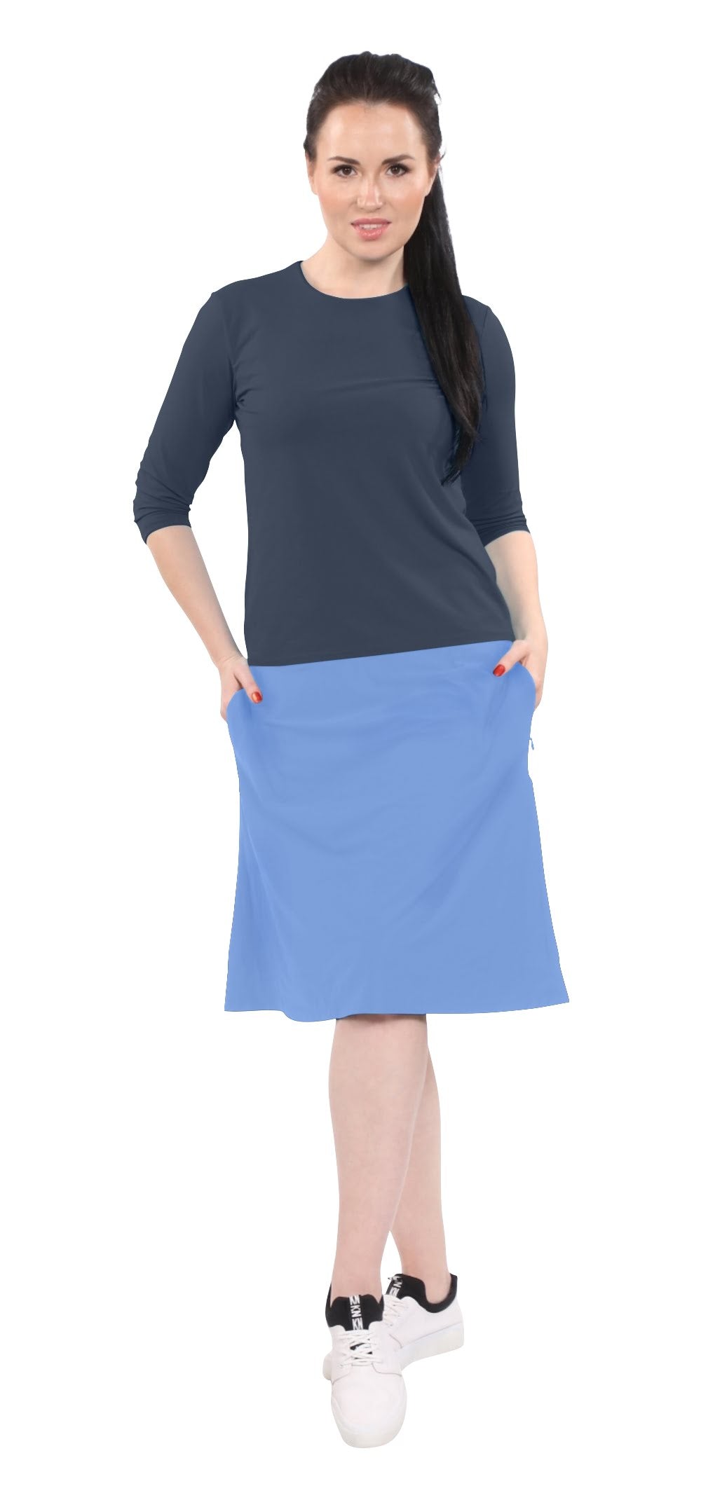 Modest A-Line Athletic Skort with Knee-Length Shorts - Swim &amp; Sport Ready by Kosher Casual USA
