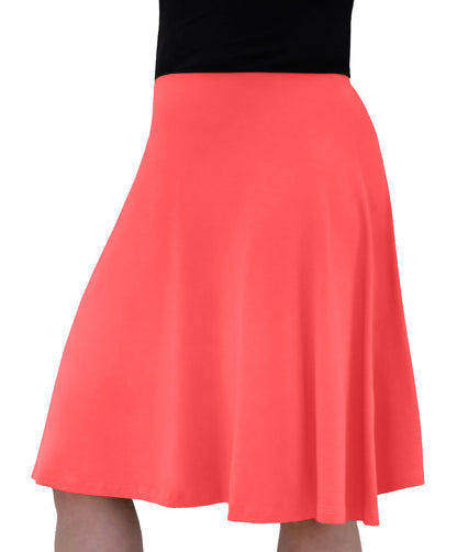 Knee Length A-Line Skater Skirt with Full Elastic Waist by Kosher Casual USA