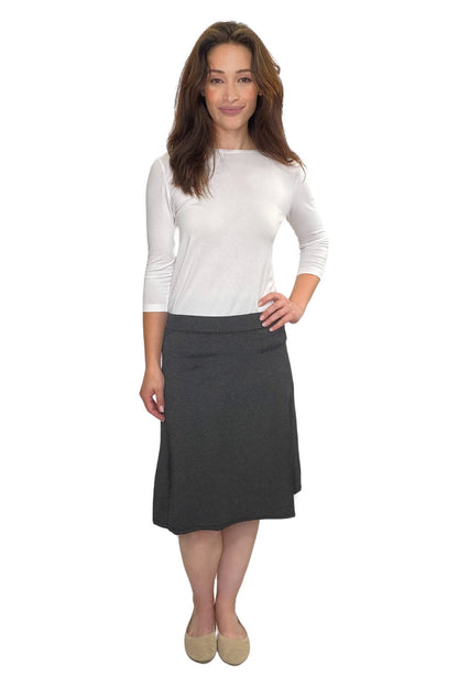 Classic A-Line Knee Length Cotton Stretch Skirt - Modest Everyday Comfort by Kosher Casual USA